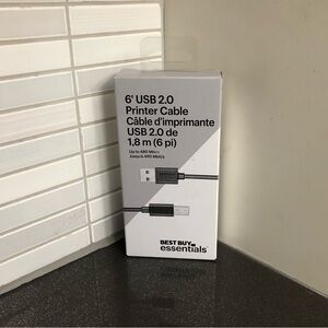 NWT Best Buy Essentials BE-PC2ABU6-C 6' USB 2.0 Printer Cable Black